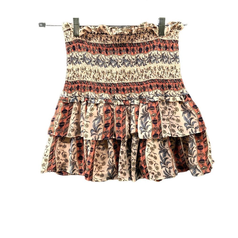 Allison New York Womens Tiered Ruffle Skirt Size S Peach Pull‎ On Smocked